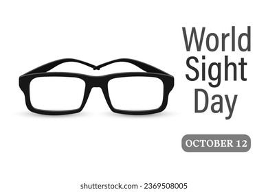 Día Mundial de la Vista 12 de Octubre. Gafas de visión en un fondo blanco. Oftalmología, salud y medicina. Ilustración, pancarta, vector