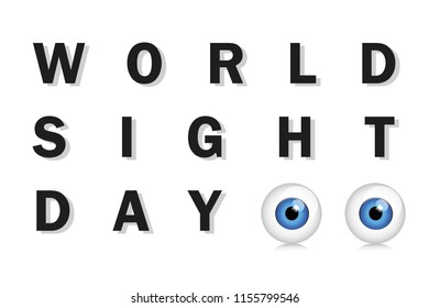 World sight day typography blue eyes vector illustration EPS10