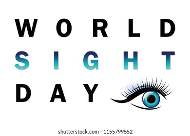 World sight day typography blue eye vector illustration EPS10