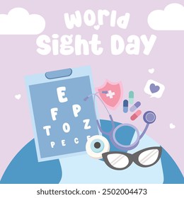 World sight day vector design for world sight day celebration. Suitable for flat design, flyer design, flat illustration, banner, template, poster, etc