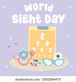 World sight day vector design for world sight day celebration. Suitable for flat design, flyer design, flat illustration, banner, template, poster, etc