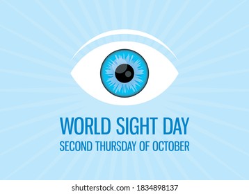 World Sight Day vector. Human blue eye icon vector. Sight Day Poster, second Thursday of October. Important day