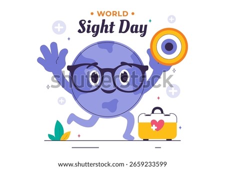 World Sight Day Vector Illustration for October 10, featuring Vision Inspection, Blindness, and Visual Impairment in a Flat Style Cartoon Background