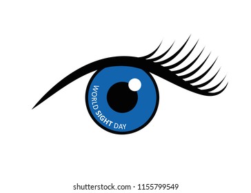 World sight day written in blue eye vector illustration EPS10