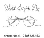 World Sight Day.Abstract glasses. continuous one line art hand drawing sketch, logo