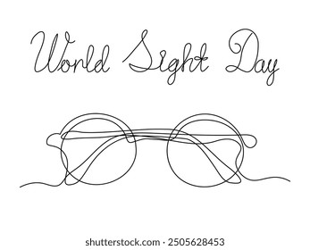 World Sight Day.Abstract glasses. continuous one line art hand drawing sketch, logo