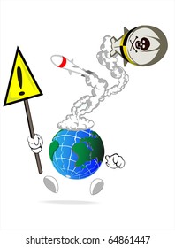 world with the sign of warning and started missiles