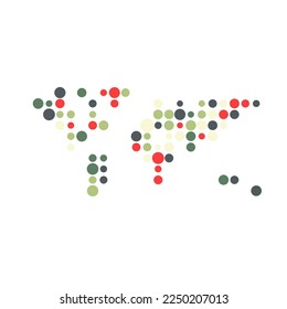 World Silhouette Pixelated pattern map illustration