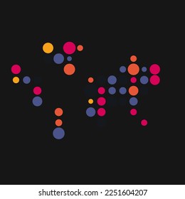 World Silhouette Pixelated pattern map illustration