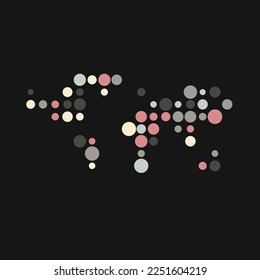 World Silhouette Pixelated pattern map illustration