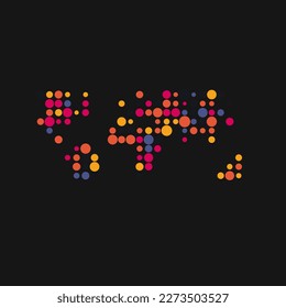 World Silhouette Pixelated pattern map illustration