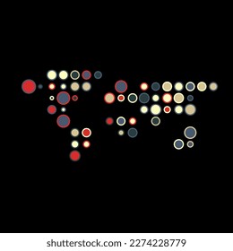 World Silhouette Pixelated pattern map illustration