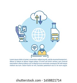 World SIM benefits concept icon with text. International SIM card options, roaming services. PPT page vector template. Brochure, magazine, booklet design element with linear illustrations