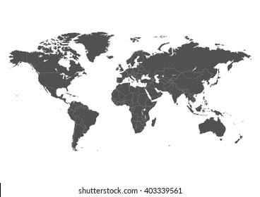 World Simple Map On White Background (Vector)