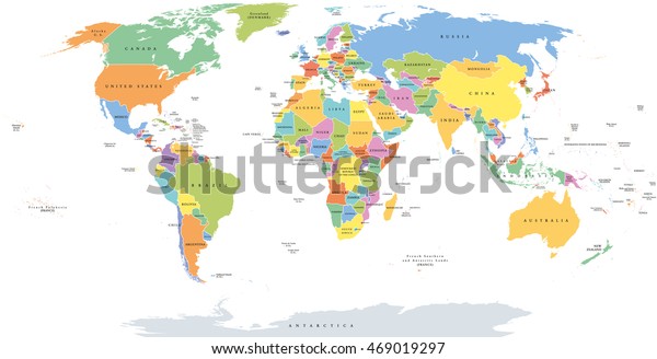 World Single States Political Map National Stock Vector (Royalty Free ...