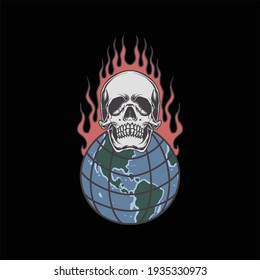 world of skull tattoo vector design