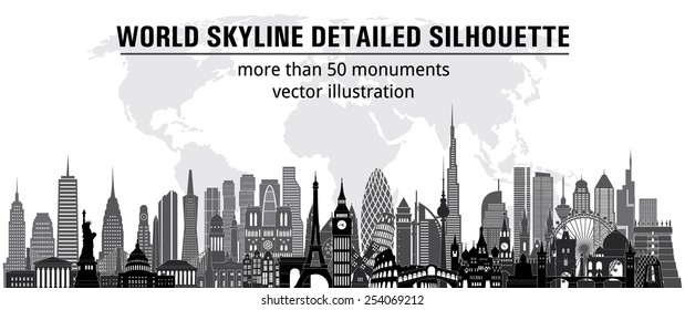 World skyline detailed silhouette. Vector illustration