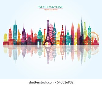 World skyline. Travel and tourism background. Vector illustration