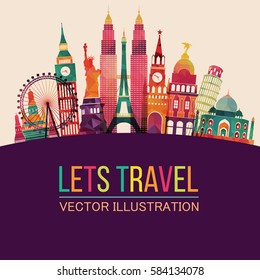 World skyline. Travel and tourism background. Vector illustration