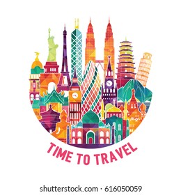 World skyline. Travel and tourism background. Vector illustration