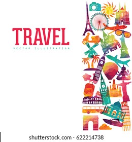 World skyline. Travel and tourism background. Vector illustration