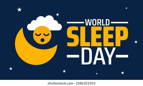 World Sleep Day background banner or poster design template. observed every year in March. Holiday concept. Use to any Template, card, poster, placard, template.