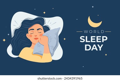 World Sleep Day Background illustration with Sleeping women illustration