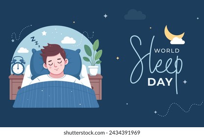 World Sleep Day Background illustration with Sleeping Boy illustration