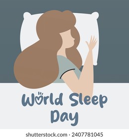 World sleep day background illustrtaion. Person sleeping in bed background