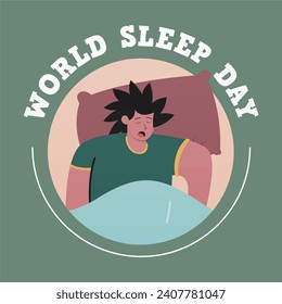 World sleep day background illustrtaion. Person sleeping in bed background