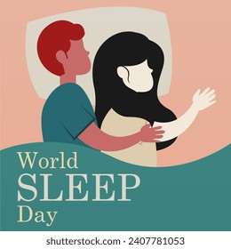 World sleep day background illustrtaion. Person sleeping in bed background