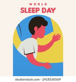 World sleep day background illustrtaion. Person sleeping in bed background