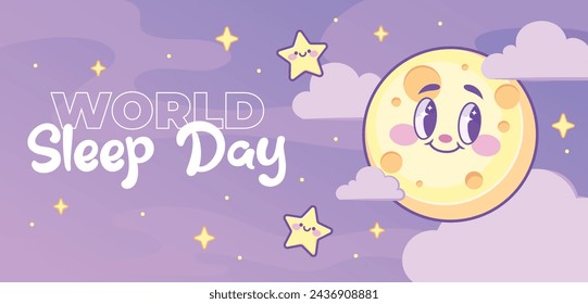 World Sleep Day Celebration. Happy World Sleep Day Background. March 15. Vector illustration design Template for Poster, Banner, Card, Post, Cover. bed and pillows.