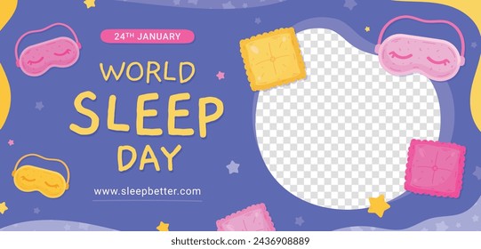 World Sleep Day Celebration. Happy World Sleep Day Background. March 15. Vector illustration design Template for Poster, Banner, Card, Post, Cover. bed and pillows.
