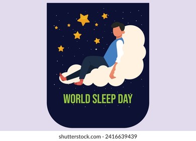 World sleep day concept. Colored flat vector illustration isolated.