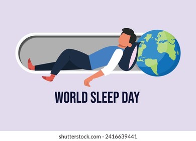 World sleep day concept. Colored flat vector illustration isolated.