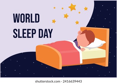 World sleep day concept. Colored flat vector illustration isolated.