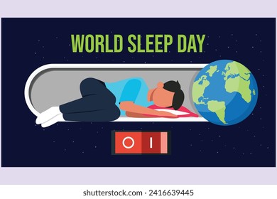 World sleep day concept. Colored flat vector illustration isolated.