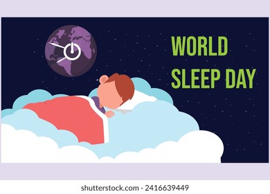 World sleep day concept. Colored flat vector illustration isolated.