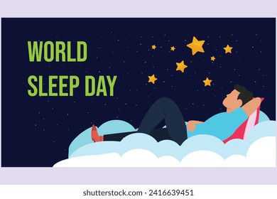 World sleep day concept. Colored flat vector illustration isolated.