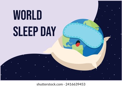 World sleep day concept. Colored flat vector illustration isolated.