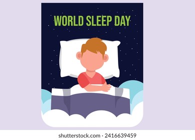 World sleep day concept. Colored flat vector illustration isolated.