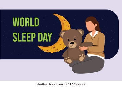 World sleep day concept. Colored flat vector illustration isolated.