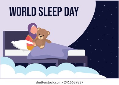 World sleep day concept. Colored flat vector illustration isolated.