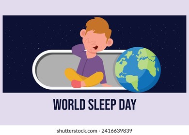 World sleep day concept. Colored flat vector illustration isolated.