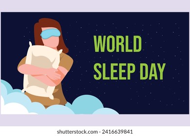 World sleep day concept. Colored flat vector illustration isolated.