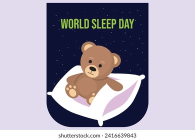 World sleep day concept. Colored flat vector illustration isolated.