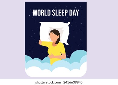 World sleep day concept. Colored flat vector illustration isolated.