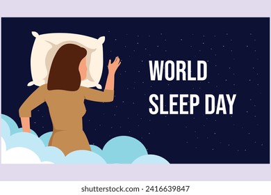 World sleep day concept. Colored flat vector illustration isolated.