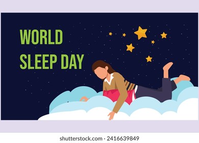 World sleep day concept. Colored flat vector illustration isolated.